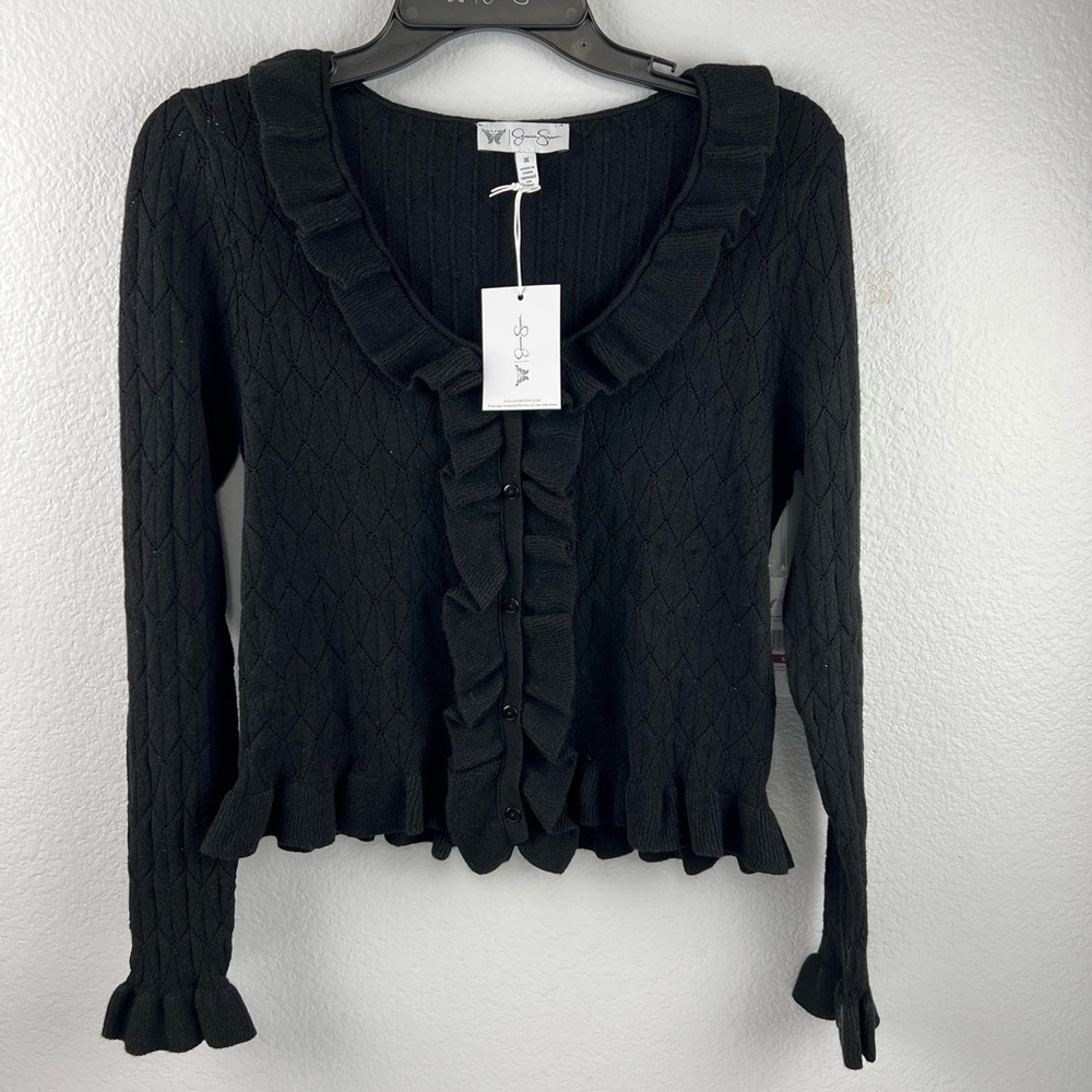 Black Ruffled Women's Sweater